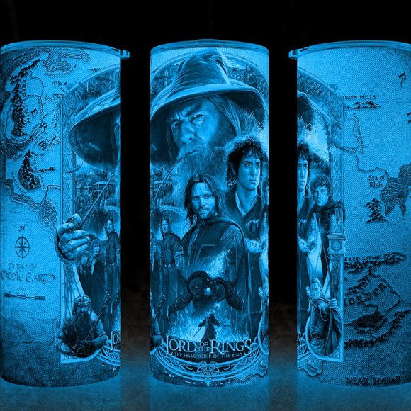 Glow in the Dark Lord of the Rings Fellowship of the Ring Cup Mug Tumbler 20oz - Picture 1 of 2
